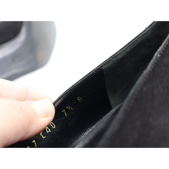 Salvatore Ferragamo Pump Women Size 7.5 B Black Suede Patent Cap Toe Square Toe - Picture 9 of 10